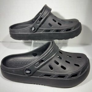 Skechers Clog Mens 8 Charcoal BLACK Swifters Slip On Perforated EVA Heel Swivel